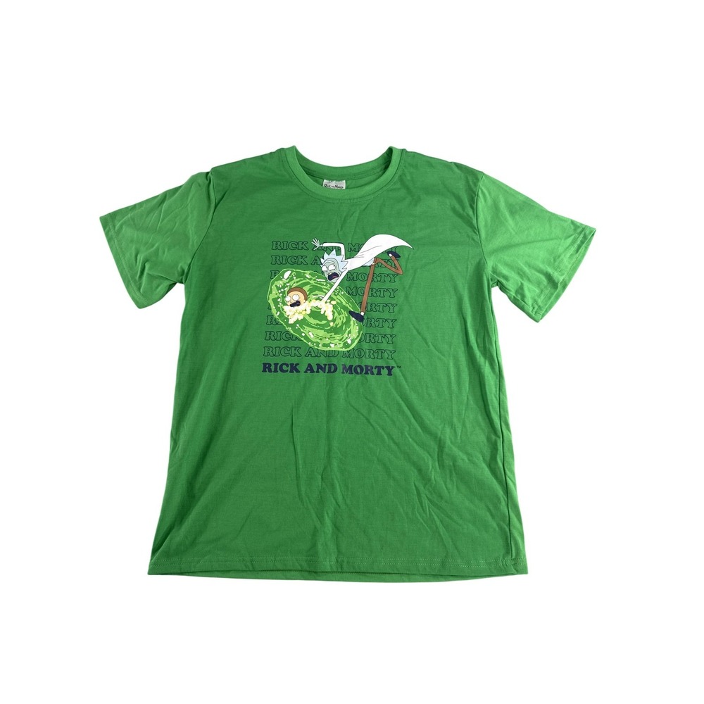 Rick and Morty Shirt Mens Medium Green Cartoon TV Portal Graphic Tee T-Shirt